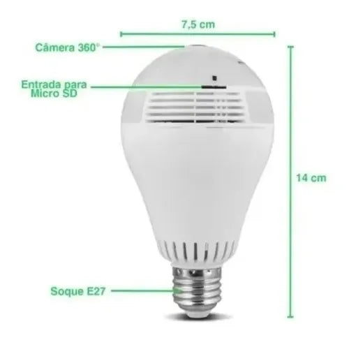 Lâmpada Espiã SpyLamp™ 360º graus Wifi Tempo Real 4K - Imagem 6