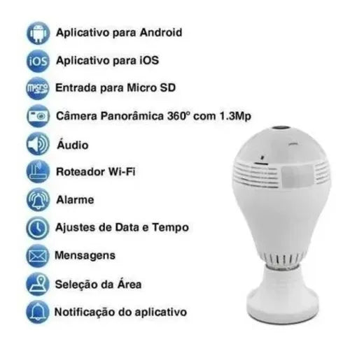 Lâmpada Espiã SpyLamp™ 360º graus Wifi Tempo Real 4K - Imagem 4