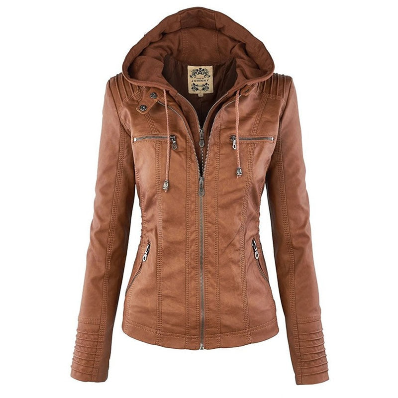 Jaqueta de Couro Estilo Motociclista - Feminina - Imagem 2