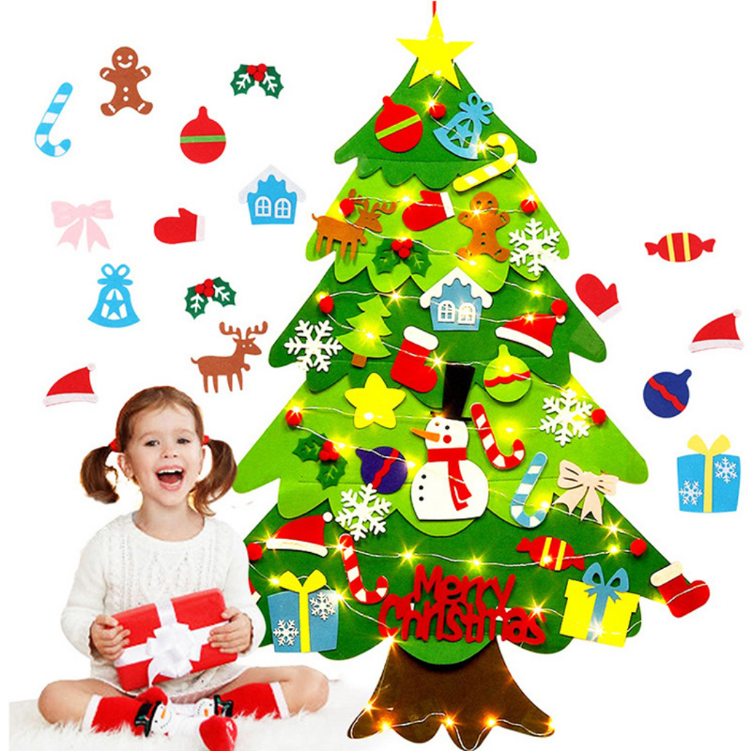 Melhor Presente para Crianças - Árvore de Feltro e Pacote de Enfeites de Natal - Imagem 2