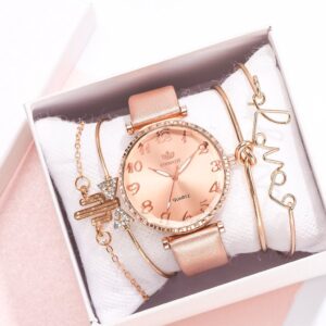 Kit relógio feminino + pulseiras