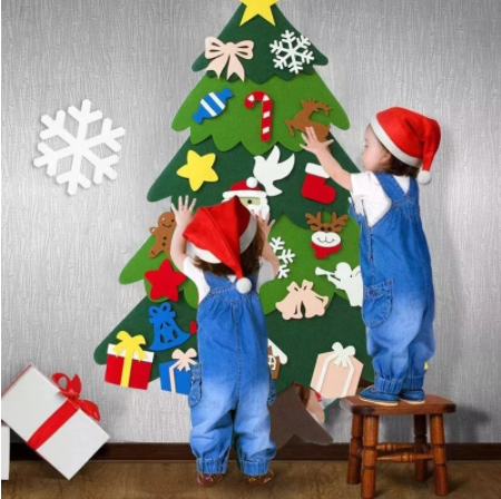 Melhor Presente para Crianças - Árvore de Feltro e Pacote de Enfeites de Natal - Imagem 4