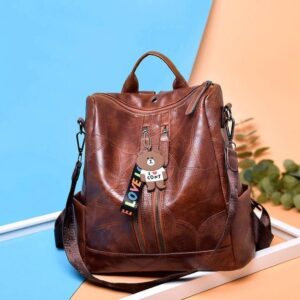Mochila de Couro Feminina Love Antifurto Vintage - FRETE GRÁTIS