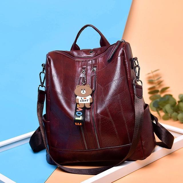 Mochila de Couro Feminina Love Antifurto Vintage - FRETE GRÁTIS - Imagem 2