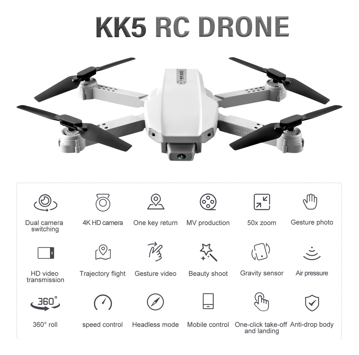Drone Cr Kk5 Com Câmera 4k Fpv Dual - Imagem 4