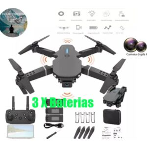 Drone Profissional E88 Pro 2.4ghz Com Câmera Hd E 3 Bateria