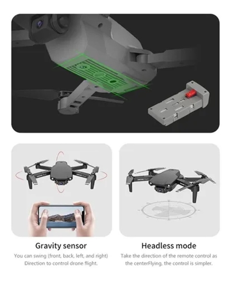 Mini Drone E99 Pro2 Rc 1080p Hd Câmera 2 Baterias - Imagem 4