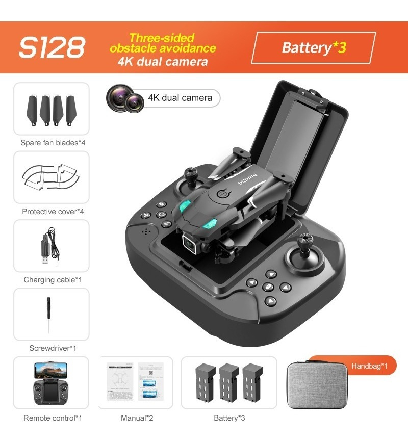 Câmera S128 Mini Drone Hd De 3 Lados - Obstáculo - Pequena+3 - Imagem 2