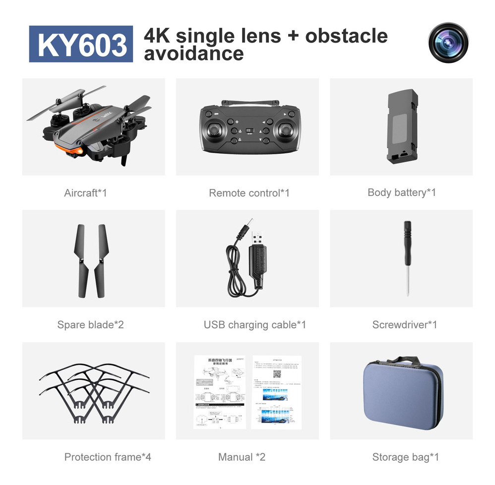 Drone Com 2 Câmeras Hd E 3 Sensores De Colisão Ky603 - Imagem 2