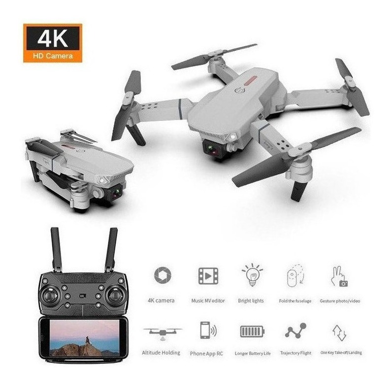 E88 4k Dual Camera Mini Drone De Controle Remoto Dobrável