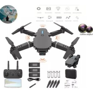 Drone Câmera Dupla 4k Profissional Com Luzes Led 3 Baterias