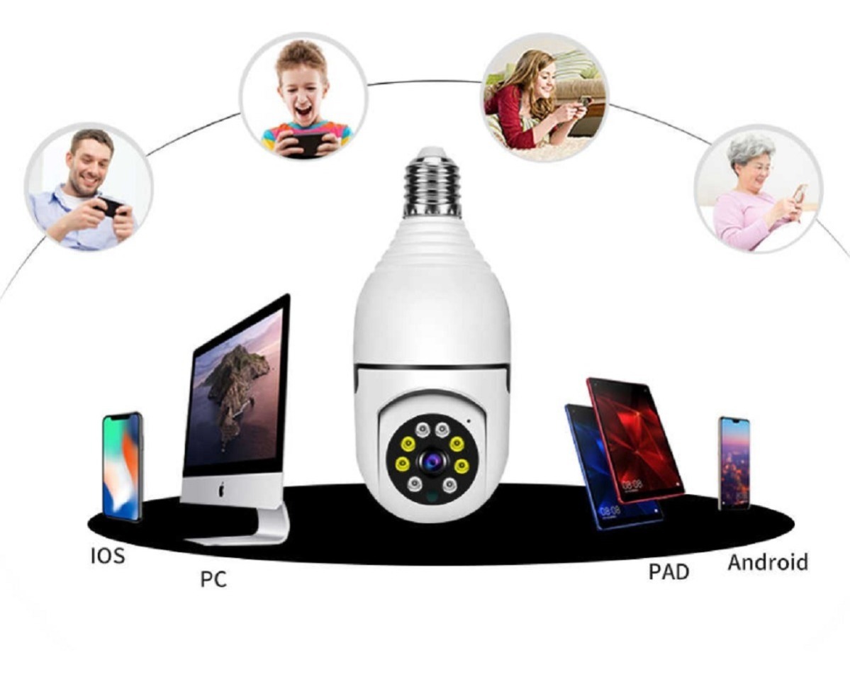 Câmera Ip Segurança Lâmpada Yoosee Panorâmica Wifi1080 Espiã - Imagem 8