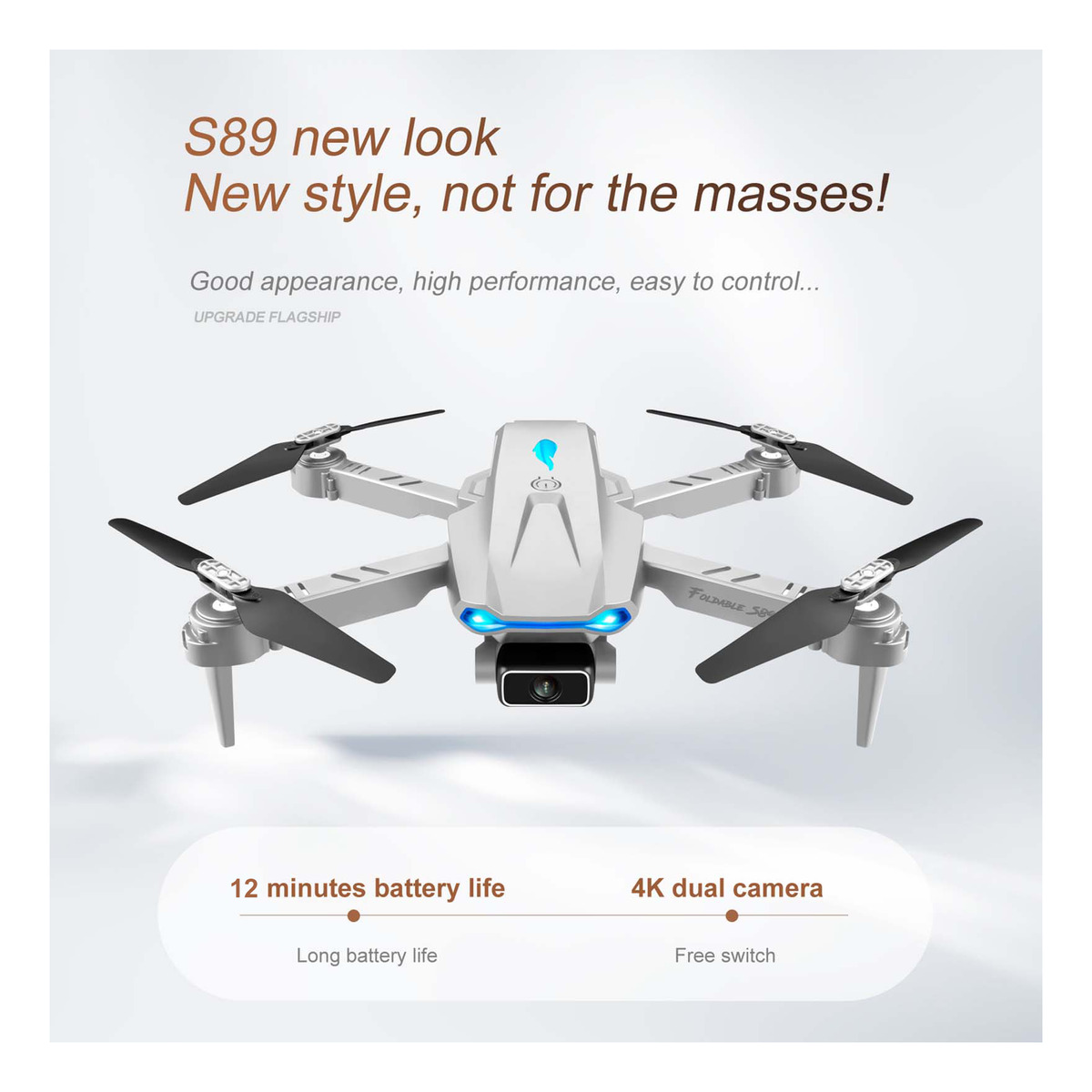 S89 Rc Drone Com Câmera 4k Wifi Fpv Dual Camera Drone Mini - Imagem 2