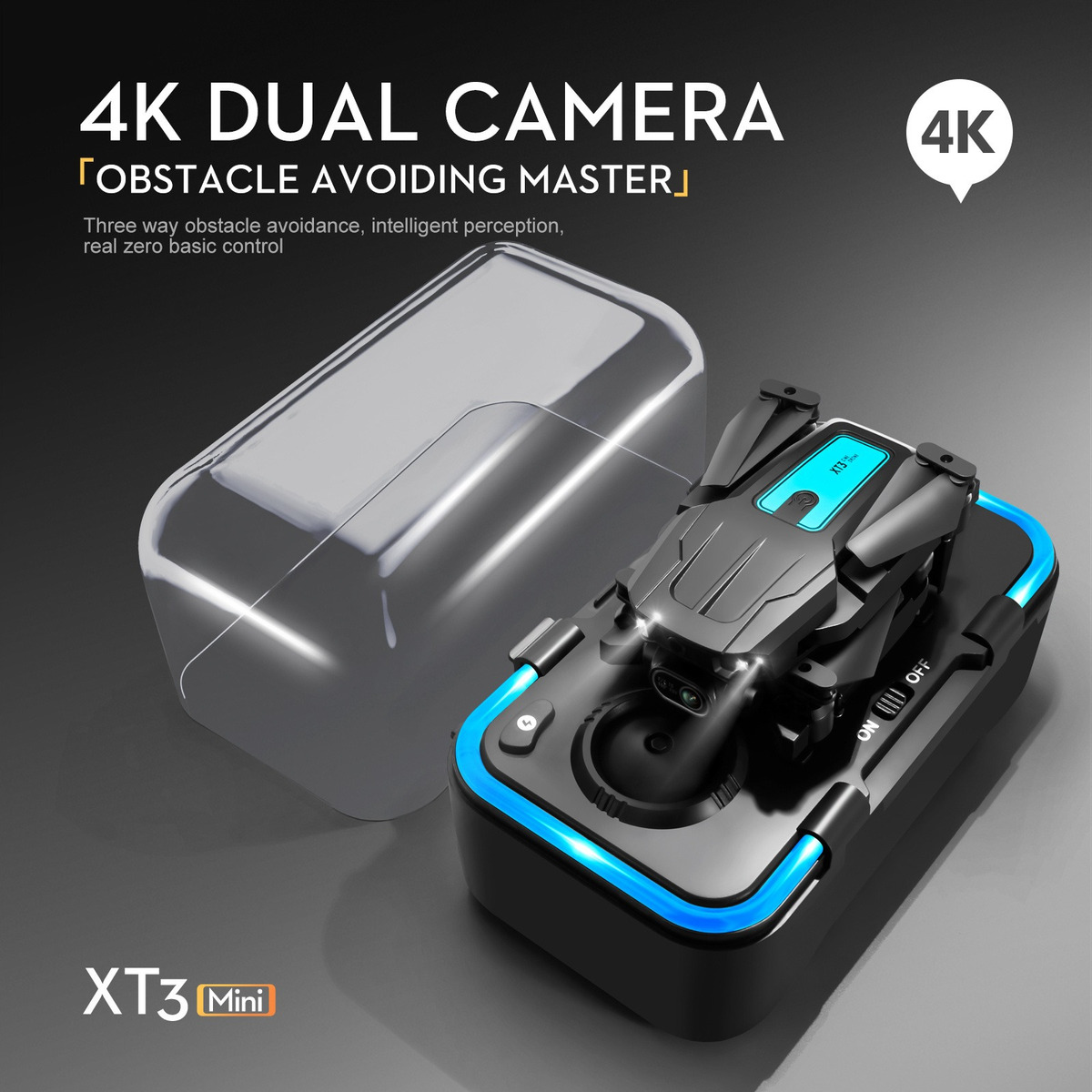Mini Drone 4k Câmera Dupla Xt3 Professional 2 Baterias - Imagem 2