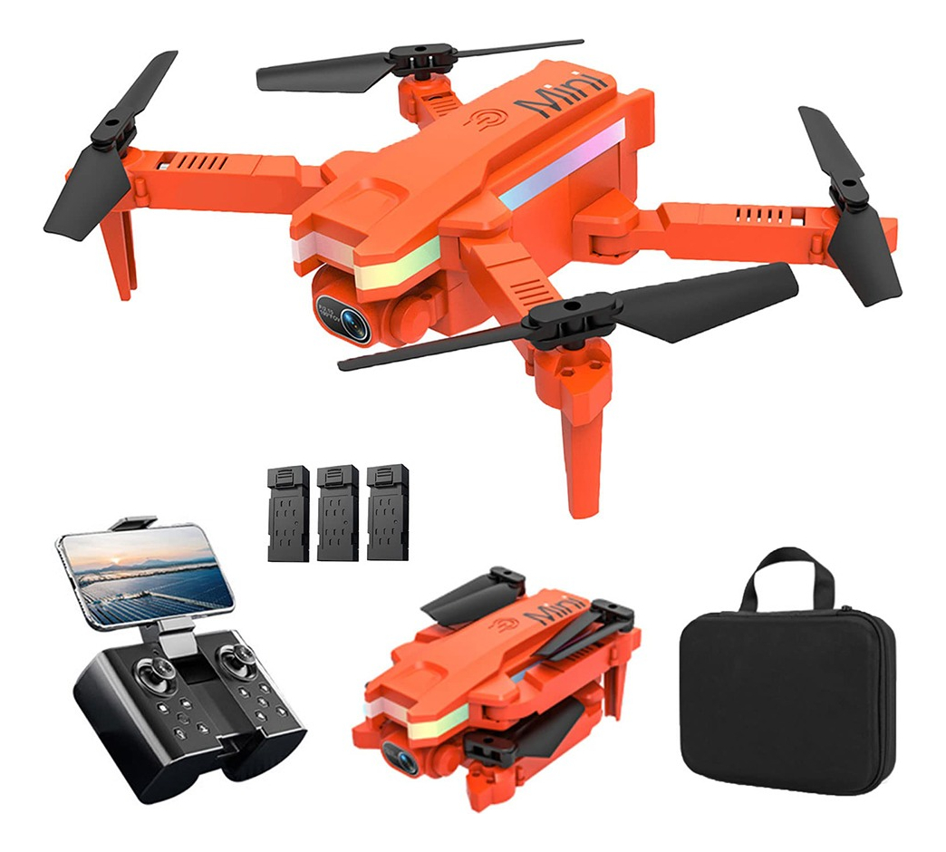 Mini Drone Fotografia Aérea Dobrável Led Colorido 3 Baterias - Imagem 10