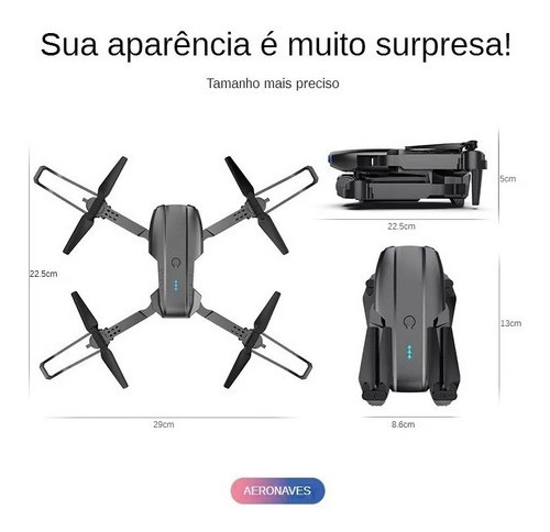 4k Profissional Com Luzes Led 3 Baterias Drone Câmera Dupla - Imagem 6