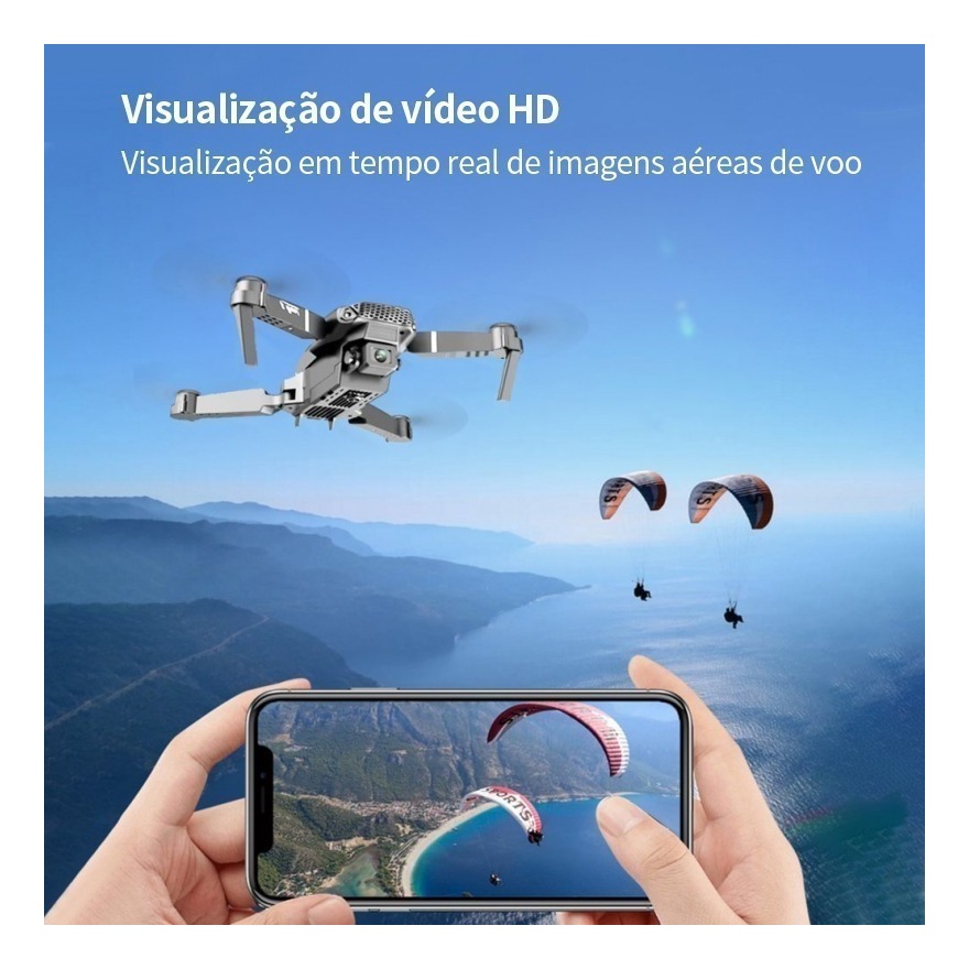 Drone E88 Pro 4k Hd Câmera Dupla Com 3 Baterias - Imagem 4