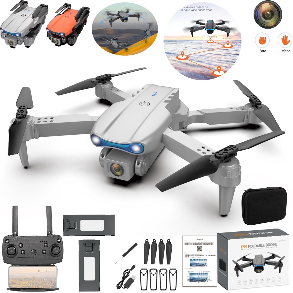 Drone E99 Pro Com Câmera 1 Aérea Hd Profissional E Bateria 2 - Imagem 8