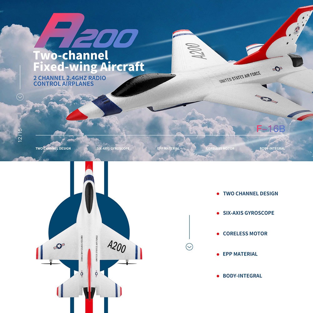 Aeronave Wltoys A200 De Asa Fixa Epp Foam Rc De 2 Canais - Imagem 5