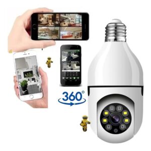 Camera Ip Inteligente Lampada 390eyes Panoramica Wifi Espiã