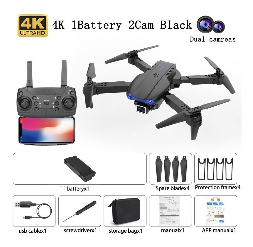 Câmera Profissional Do Zangão K3 4k Wifi Fpv+2 Baterias