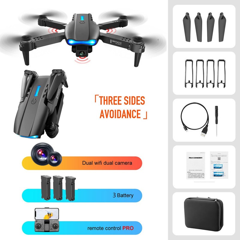 Drone Profissional E99 Pro 2.4ghz Com Câmera Hd E 3 Bateria - Imagem 12
