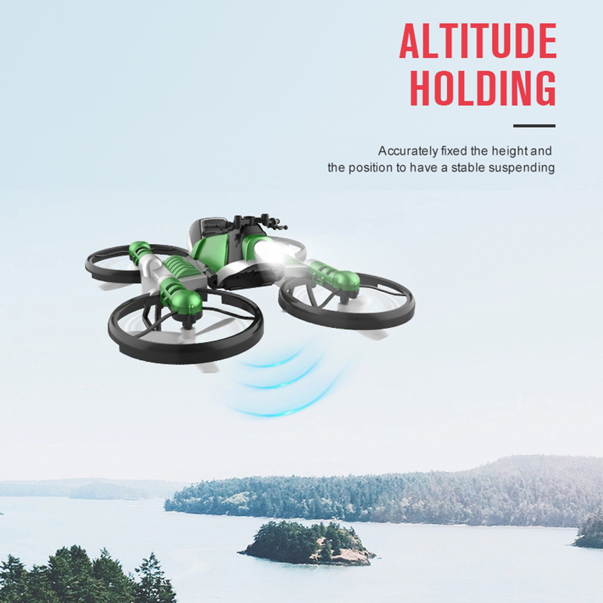 Mini Drone 2 Em 1 Para Motocicleta, Deformação Verde - Imagem 5