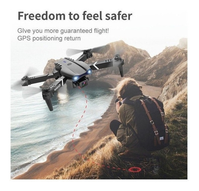 Câmera Profissional Mini Drone E99 Pro2 4k Com 2 Baterias - Imagem 3