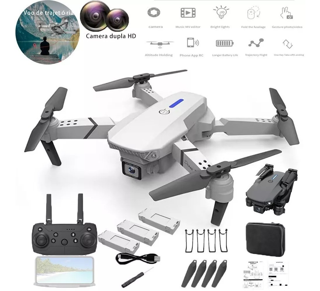 Drone E88 Pro Com Câmera Aérea Hd Profissional E 3 Baterias - Imagem 7