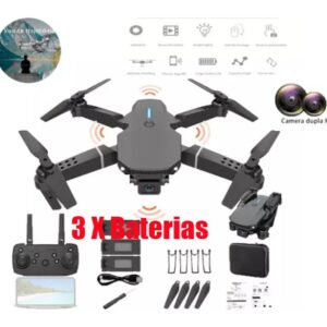 Câmera De Fotografia Aérea Drone 4k Hd Obstacle 3 Baterias