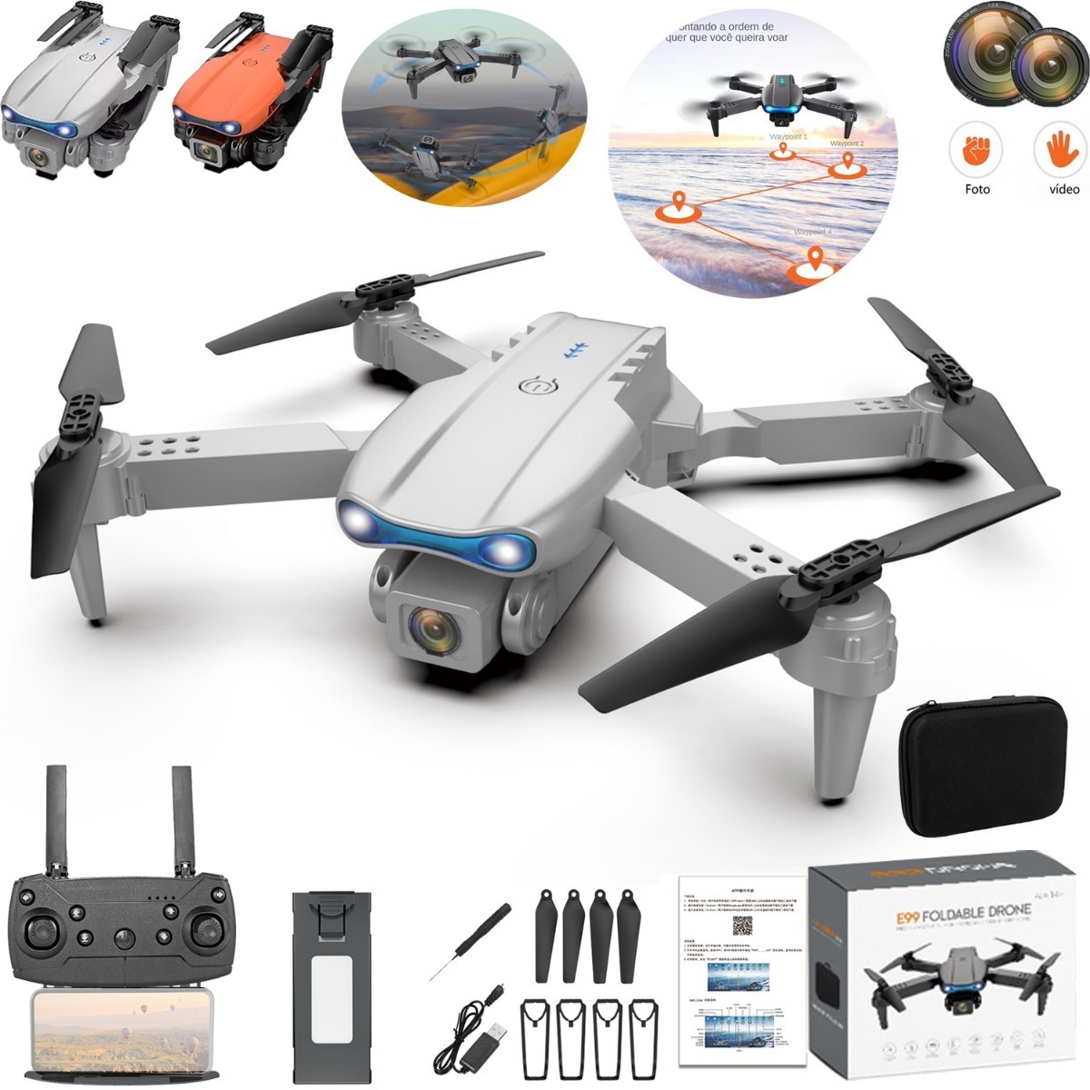 Drone E99 Pro Com Dupla Câmera Hd Profissional + 3 Bateria - Imagem 8