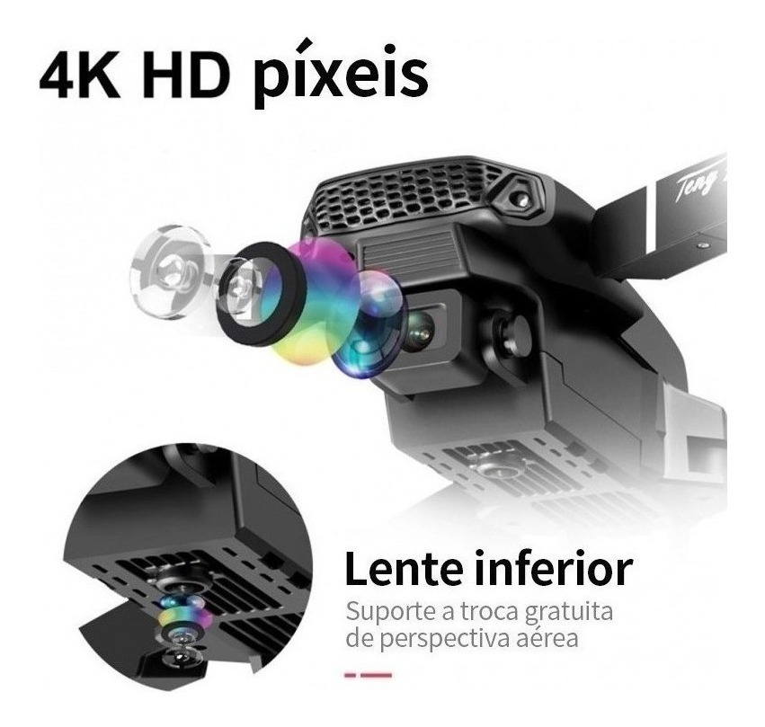 Drone E88 Pro 4k Hd Câmera Dupla Com 3 Baterias - Imagem 2