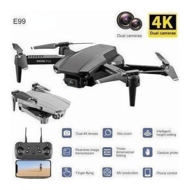 Câmera Dupla Mini Drone E99 Pro Professional 4k Com 2 Bateri - Imagem 12