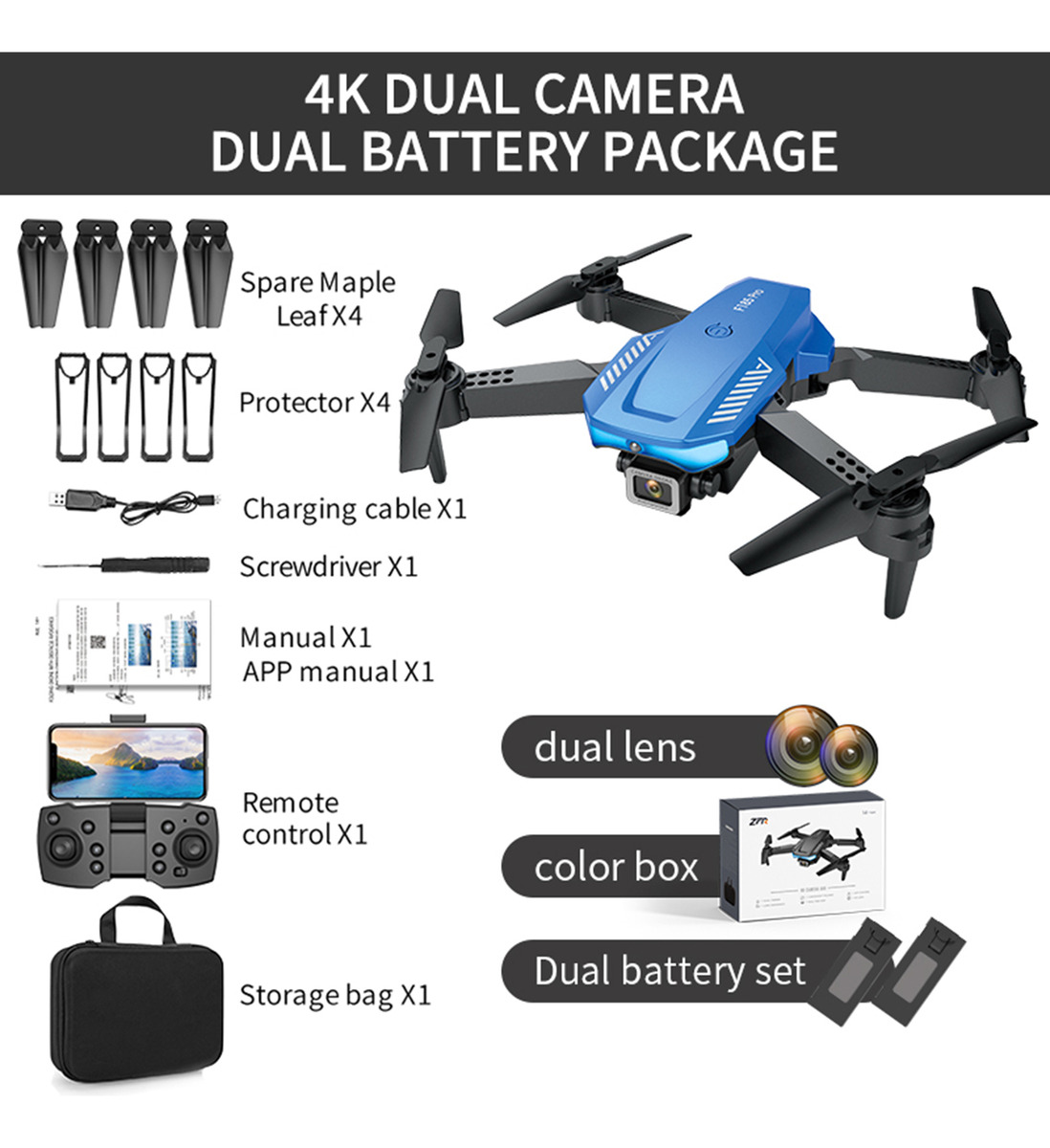 Ls/rc F185 Pro 4k Hd Câmera Dupla Fpv Rc Drone Com 2 Bateria - Imagem 10