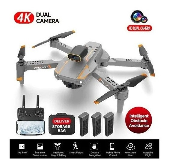 Drone De Câmera Dupla 2,4 Ghz 4k De Longa Vida Útil Com Bate
