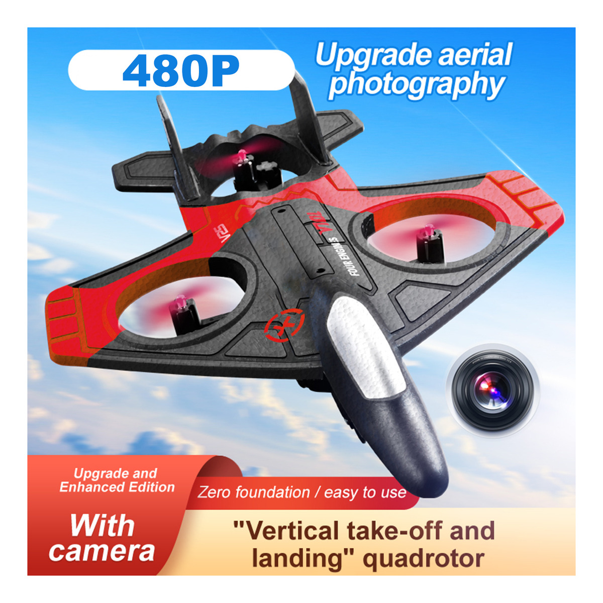 Avião Rc Com Câmera 480p 2,4 Ghz Aircraft Flight Toys - Imagem 6