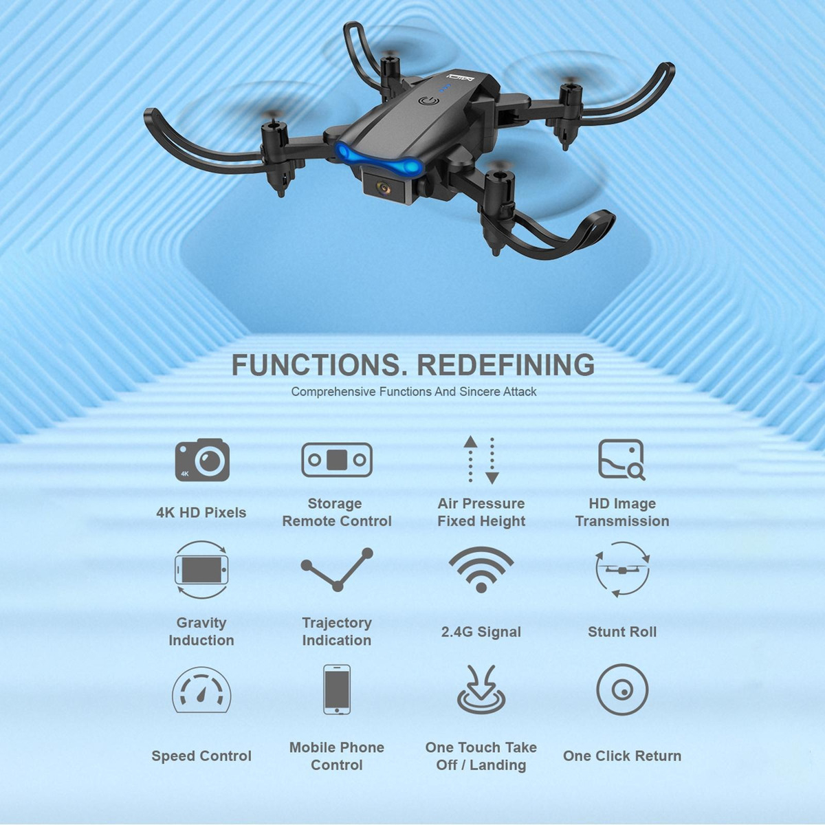 Ky906 Mini Drone 4k Altitude Hold Rc Helicóptero - Imagem 17
