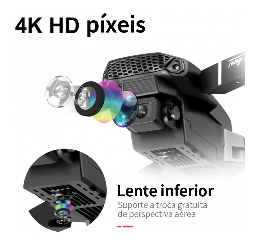 Drone Pro 4k De Alta Definição Dupla E88 4k3b Preto - Imagem 3