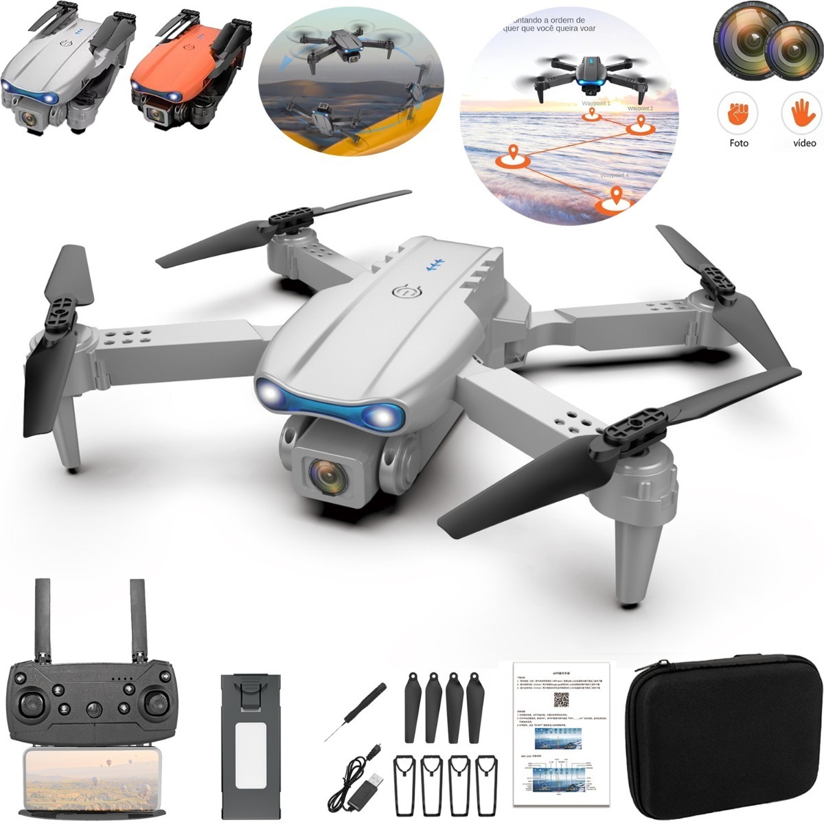 Drone E99 Pro Com Dupla Câmera Hd Profissional E 1 Bateria - Imagem 8