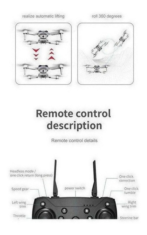 Câmera 4k Mini Drone E99 Pro Professional Com 2 Baterias - Imagem 8