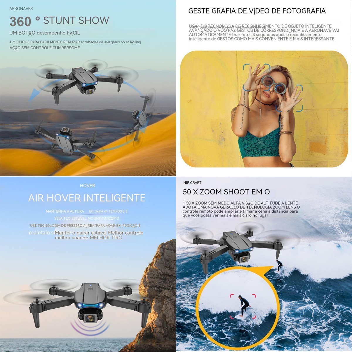 Drone E99 Pro Com 2 Câmera Aérea Hd Profissional E 3 Bateria - Imagem 18