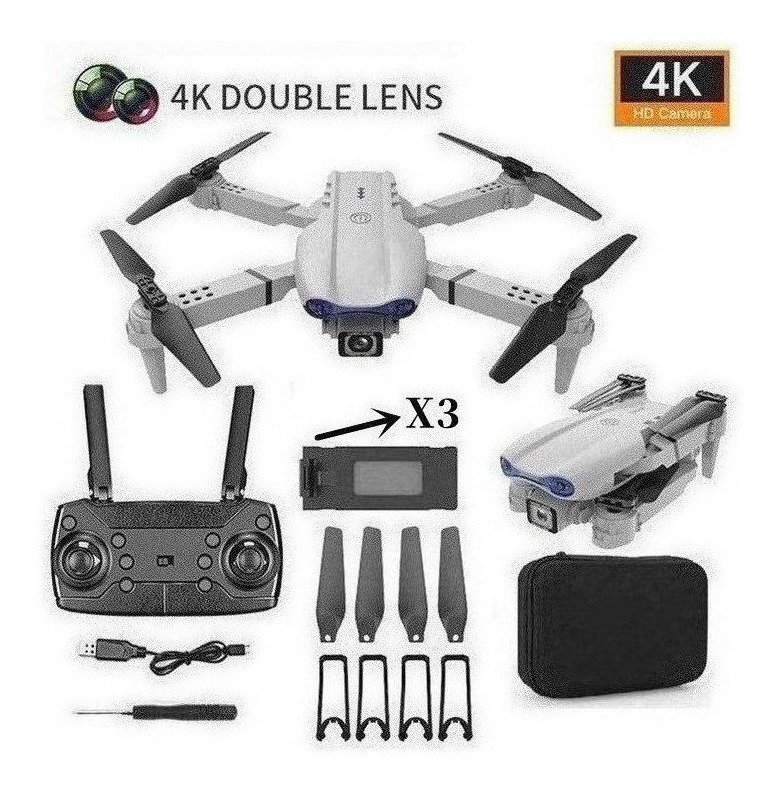 Câmera Dupla Mini Drone E99 Pro Professional 4k Com 3 Bateri - Imagem 8