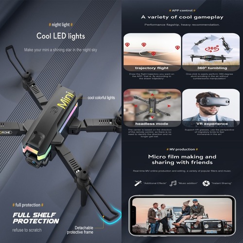 Drone Câmera Dupla 4k Profissional Com Luzes Led 2 Baterias - Imagem 4