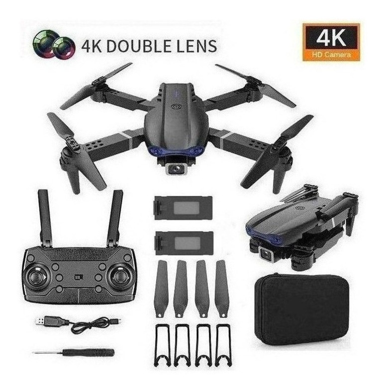 Câmera Dupla Mini Drone E99 Pro Professional 4k Com 2 Bateri