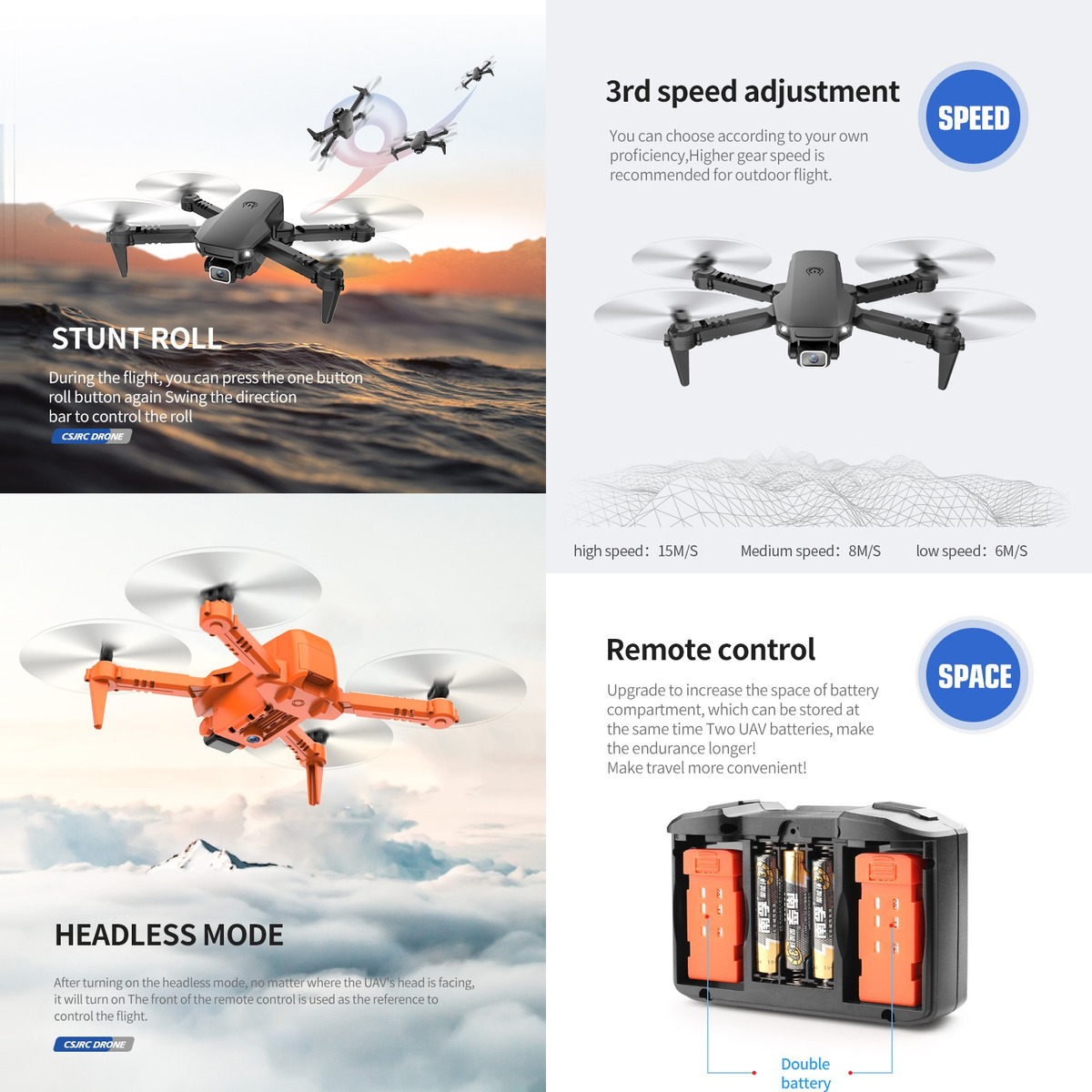 Drone E2 Pro Com Câmera Hd Wi-fi Fpv Laranja - Imagem 9
