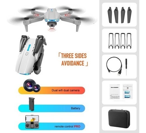 Drone E99 K3 Pro Com Dupla Câmera 4k Dobrando Preto - Imagem 9