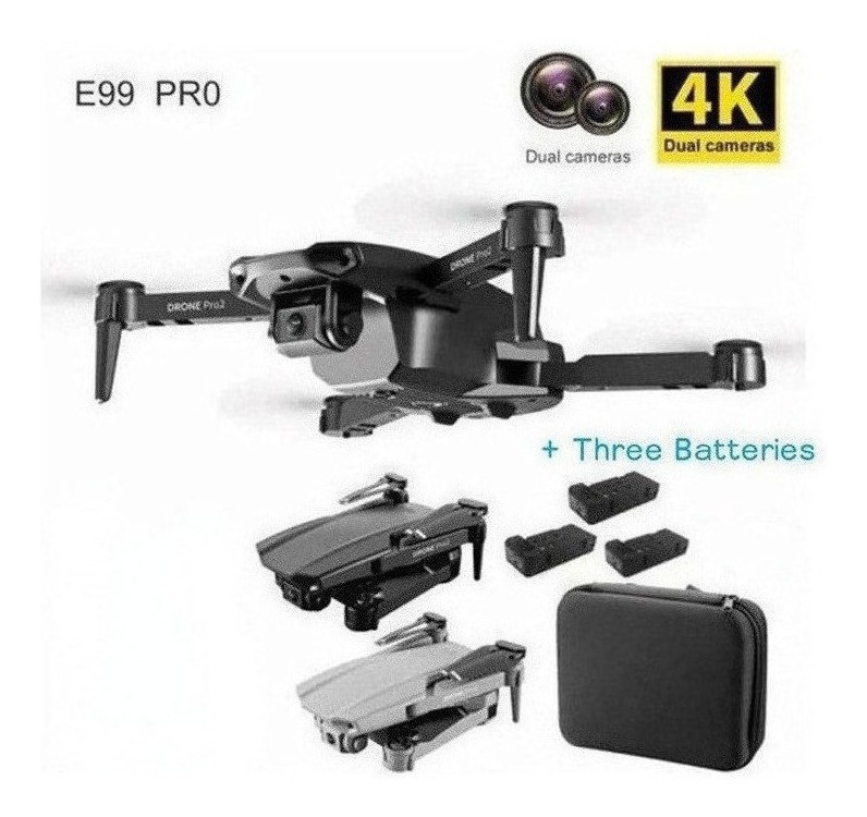 Câmera Dupla Mini Drone E99 Pro Professional 4k Com 3 Bateri - Imagem 2