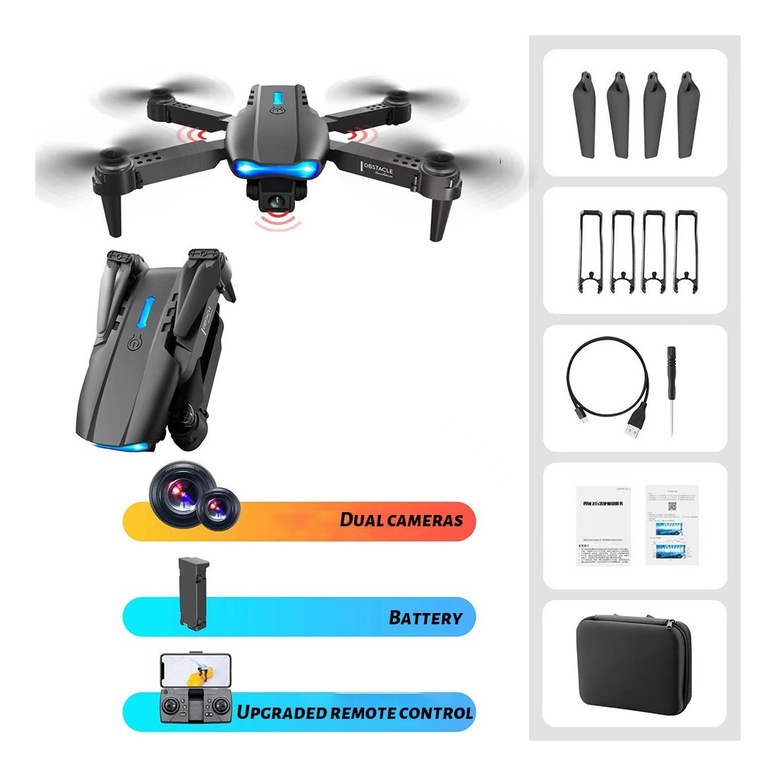 Lazhu Black Drone 4k Hd Câmera Dupla Gravação De Vídeo Mini - Imagem 9