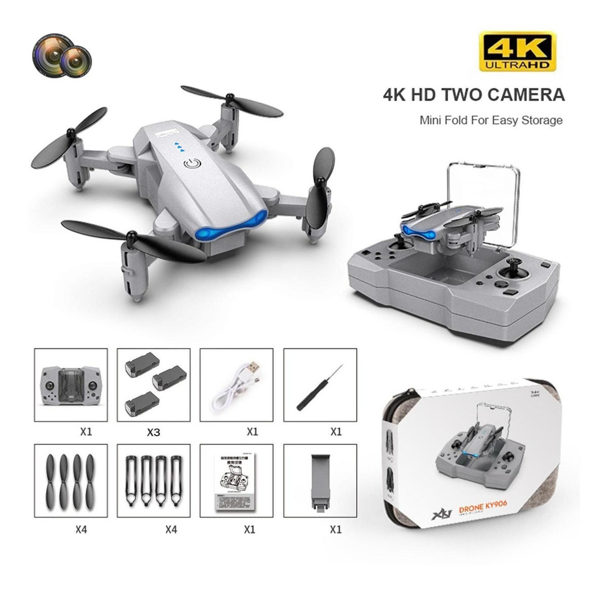 Ky906 Mini Drone 4k Altitude Hold Rc Helicóptero - Imagem 43