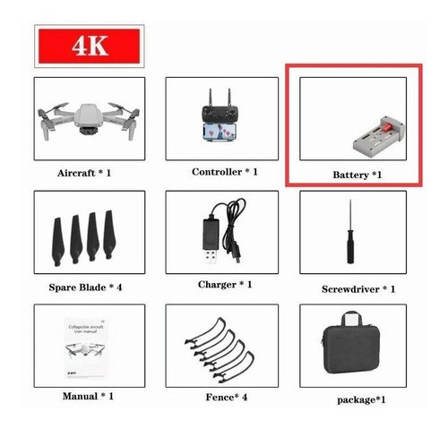 Bateria (3 Peças) Projetada Para Drone Mini E88 - Imagem 2